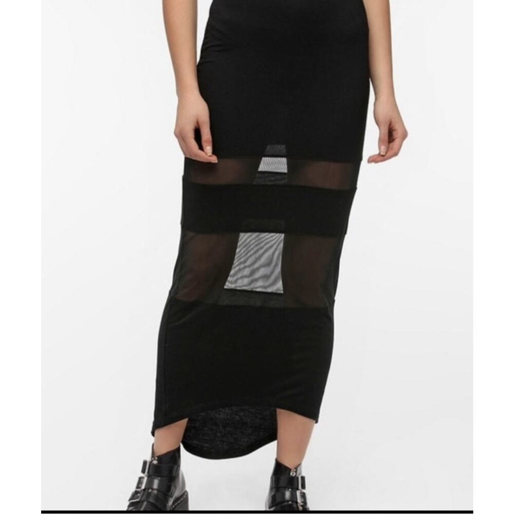 Urban Outfitters Sparkle & Fade Sheer Detail Black Maxi Skirt